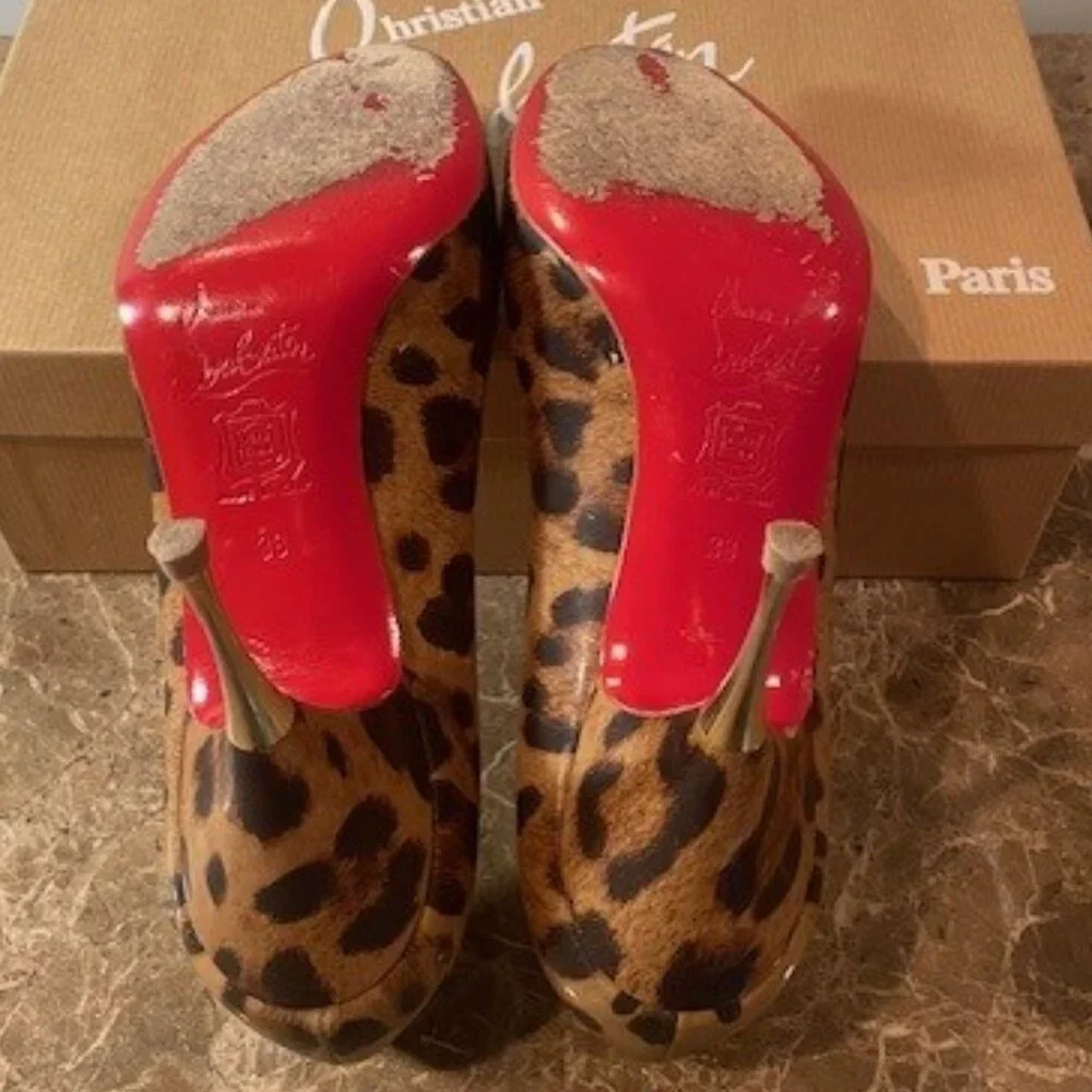 Christian Louboutin VINTAGE Yotruche Leopard Patent Leather Heels – Sz 8